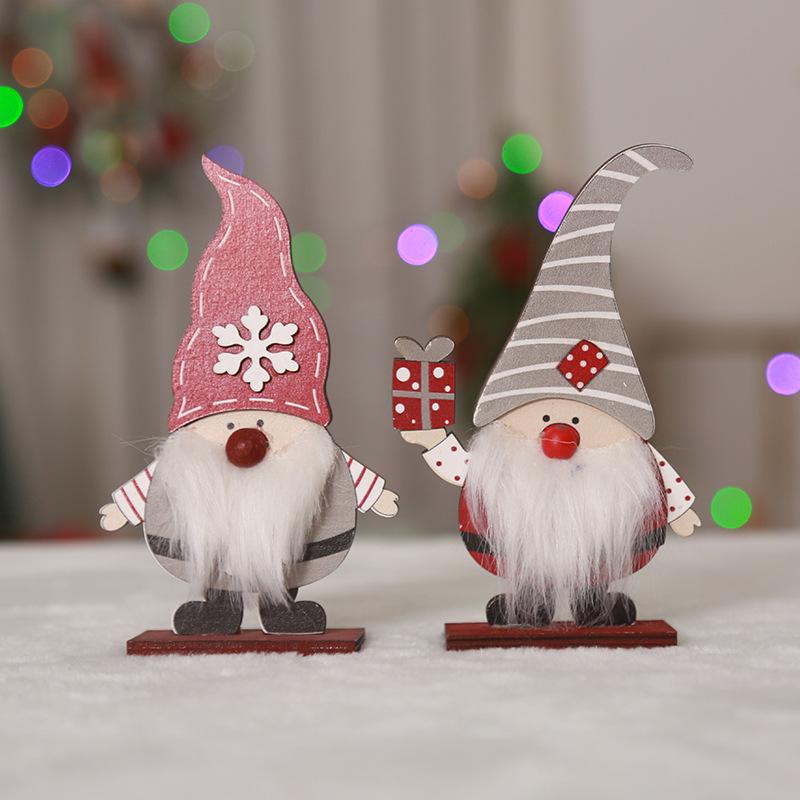 クリスマス 置物 木製 ギフトボックス持ち サンタクロース 森 立ち姿 卓上 デコレーション オブジェ 玄..