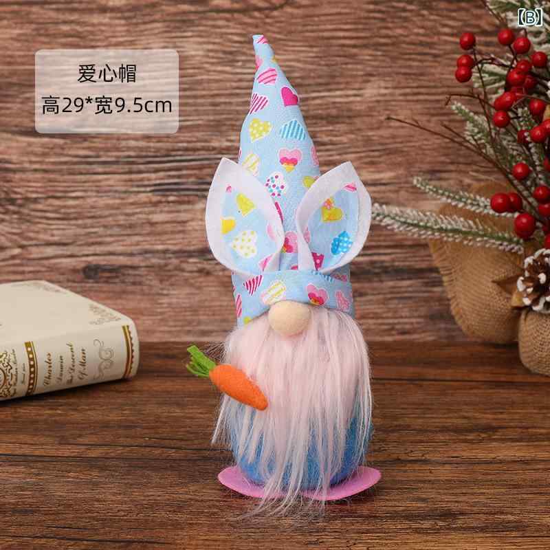 セキュアデポの置物 イースターノーム 立ち姿 うさ耳とんがり帽子 カラフル 布製 マスコット かわいい 飾り デコレーション インテリア オブジェ ギフト プレゼント 部屋 リビング 玄関 庭｜アングル3