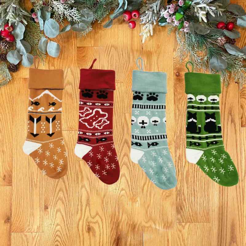 クリスマスソックス ペット用 ニット 大型 暖炉 壁飾り ギフトバッグ プレゼント袋 お菓子入れ カラフル 手作り ハンドメイド ポリエステル製 かわいい ビッグサイズ クリスマスデコレーション オーナメント