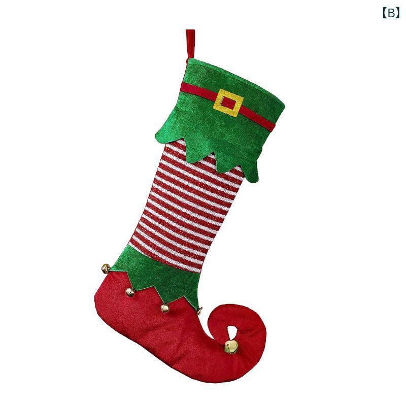 クリスマス オーナメント 靴下 エルフソックス 大サイズ ビッグサイズ プレゼント袋 吊り下げ飾り かわいい おしゃれ 布製 赤 緑 クリスマスパーティー イベント デコレーション