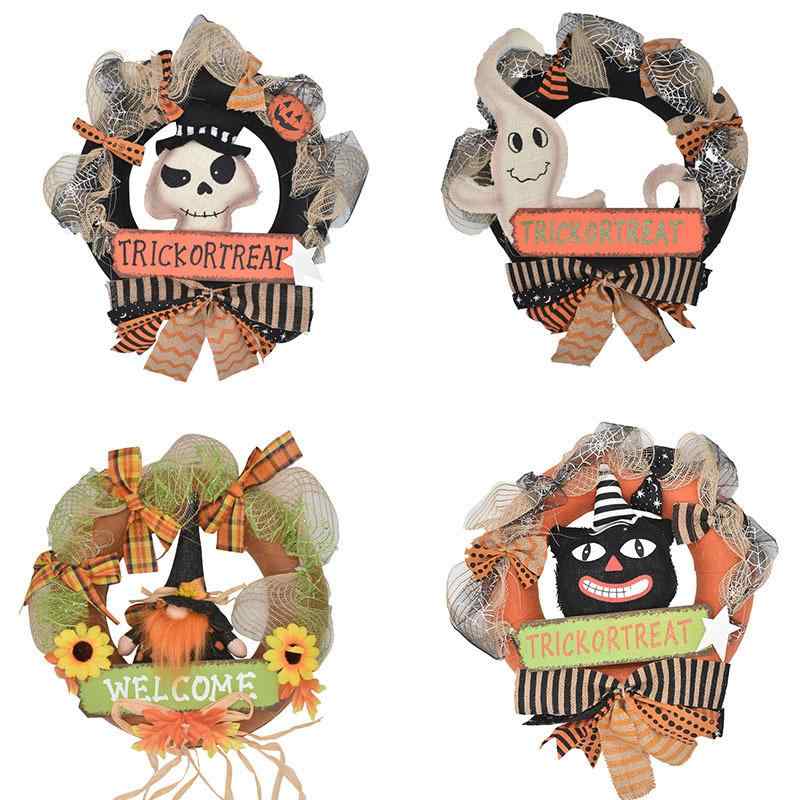 ハロウィン リース 藤 ラタン スカル ガイコツ カボチャ パンプキン 室内装飾 玄関 壁掛け飾り パーティー イベント デコレーション