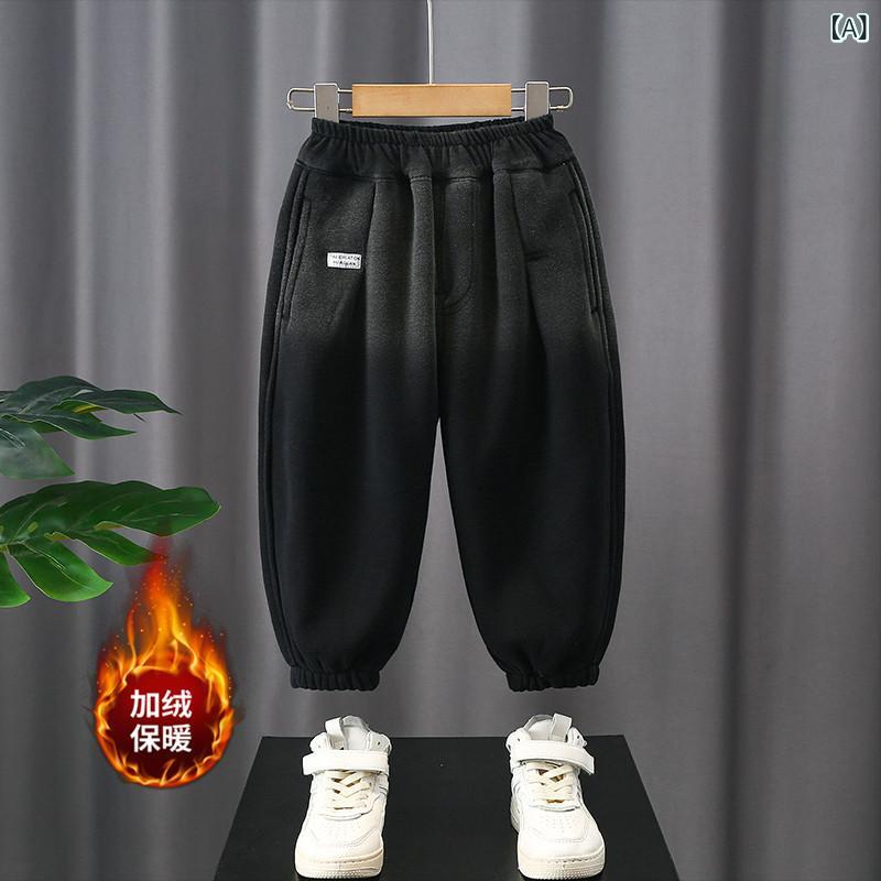 パンツ 男の子 キッズ 裏起毛 ニット ジョガー 長ズボン 秋冬 厚手 暖かい 保温性抜群 ゆったり 動きや..