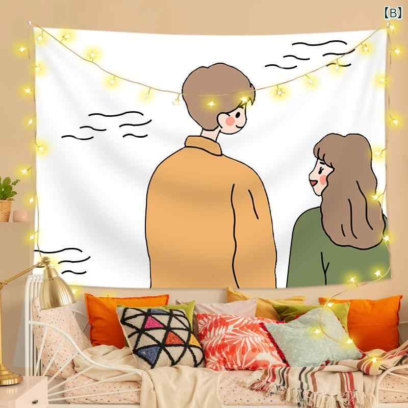 タペストリー 男女兼用 カップル アニメ カートゥーン 風景画 背景布 壁掛け インスタ映え おしゃれ 掛け布 寝室 寮 部屋 インテリア ポリエステル製 洗濯可能 軽量 デコレーション 長方形 3