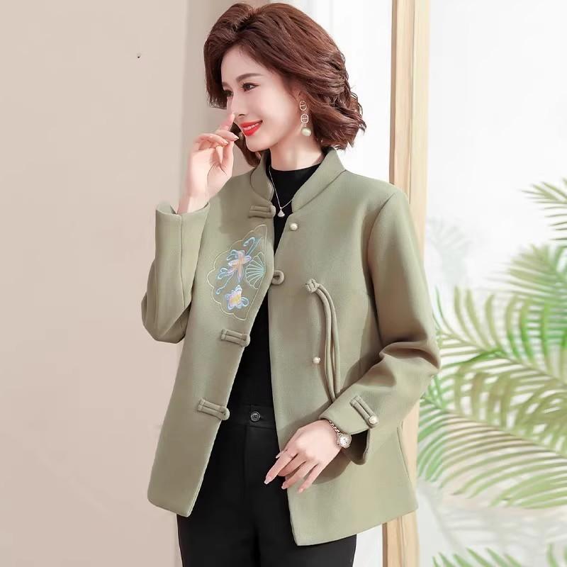 ジャケット レディース ミセス 中高年 ゆったり オーバーサイズ 上品 エレガント 厚手 メルトン調 秋冬 体型カバー 大きいサイズ お出かけ カジュアル きれいめ マスタード ピスタチオグリーン ピンク