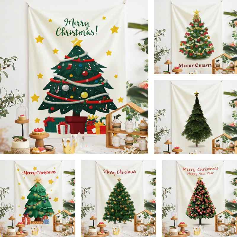 3帖用（176 cm×261 cm） - タペストリー クリスマスツリー おしゃれなウォールデコレーション 壁飾り シンプルデザイン ポリエステル製 軽量 リビング 寝室 子供部屋 季節の背景布
