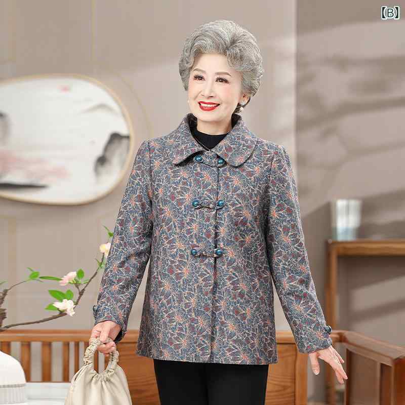 ジャケット レディース シニア 60代 70代 80代 祖母 ママ 母 春秋 アウター トップス ポリエステル素材 通勤 エレガント カジュアル ポケット付き ミドル丈 secure-depo-10772851 セキュアデポ サンプル画像3