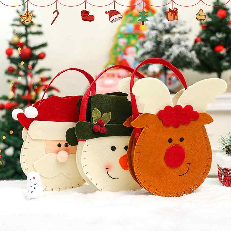 ギフトバッグ クリスマス 不織布 かわいい サンタ 雪だるま トナカイ くま 手提げ袋 巾着袋 プレゼント キャンディ りんご 大容量