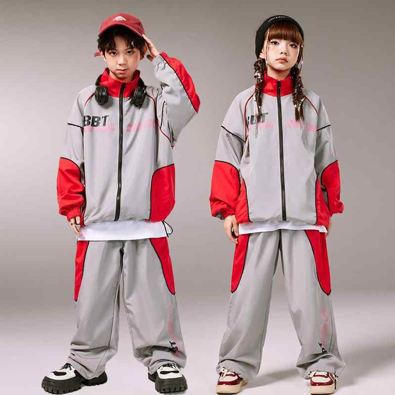 ダンスウェア キッズ 子供 男の子 女の子 ヒップホップ ストリート ジャズ ライダース ジャケット パンツ セットアップ 春秋 発表会 演..