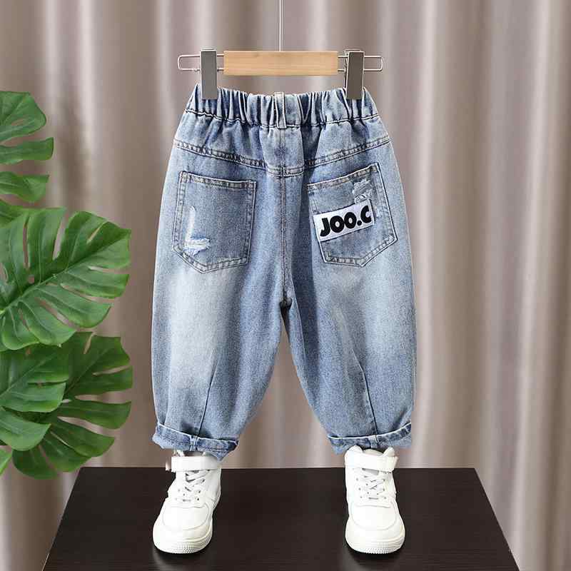 デニムパンツ キッズ 男の子 ダメージ加工 ストリート系 おしゃれ 春秋物 コットン ウエストゴム ロン..