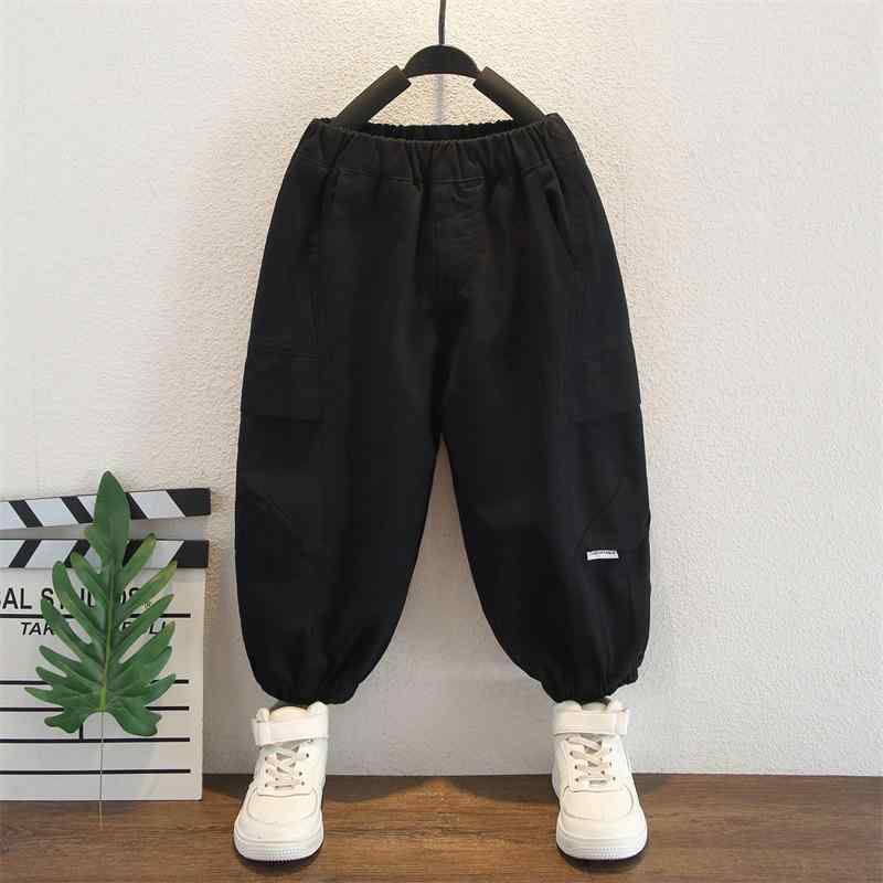 キッズ 男の子 ウエストゴム やわらかコットン 無地 春秋 パンツ カジュアル ワークパンツ ロングパン..