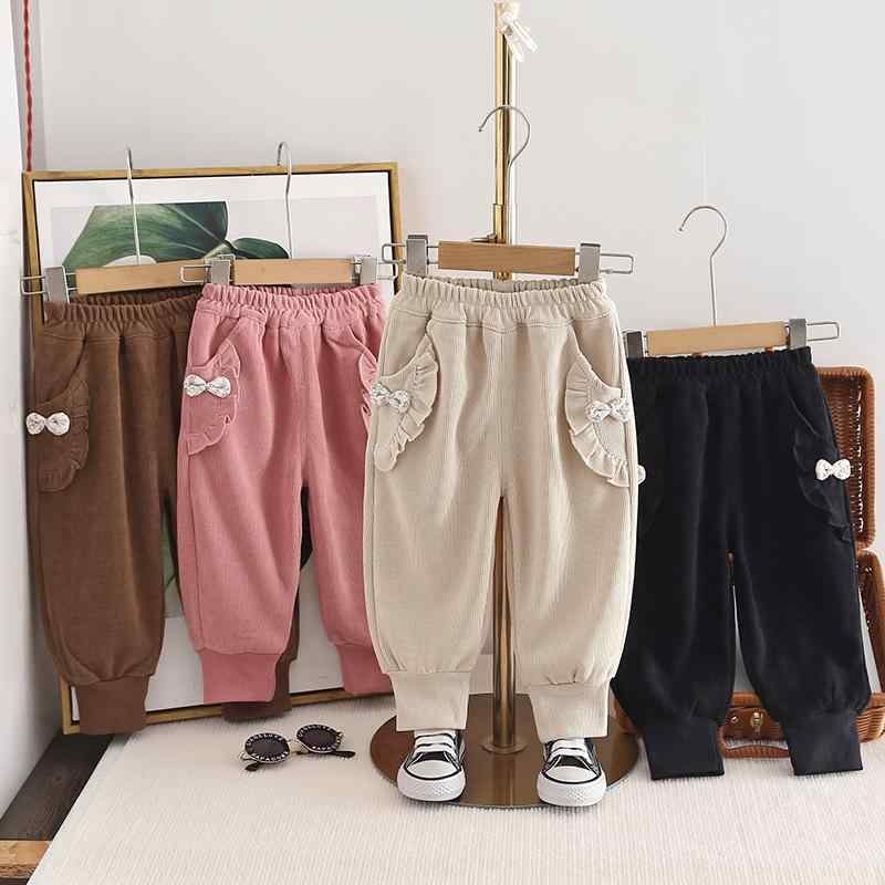 パンツ 女の子 ベビー 韓国風 スウェットパンツ ロング丈 フリル ポケット ウエストゴム 綿 柔らかい ..