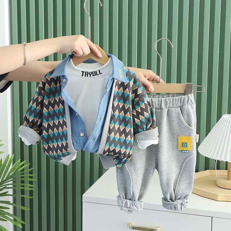 セットアップ 男の子 キッズ 柔らか肌触り カジュアル おしゃれ 春秋 長袖 ロングパンツ チェック柄 ス..