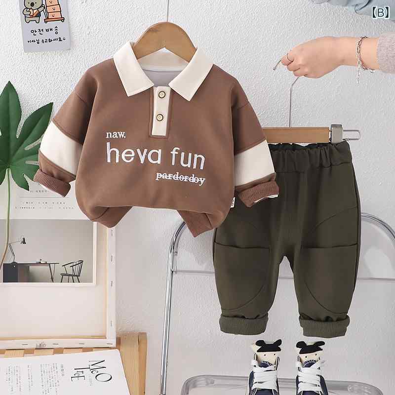 セットアップ キッズ 男の子 ベビー 幼児 長袖 ポロ襟スウェット トレーナー 上下...