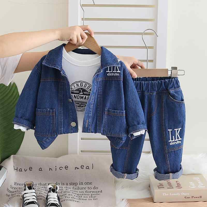 キッズ 男の子 ベビー服 デニム セットアップ コットン 春秋 長袖 長ズボン 3点セ...