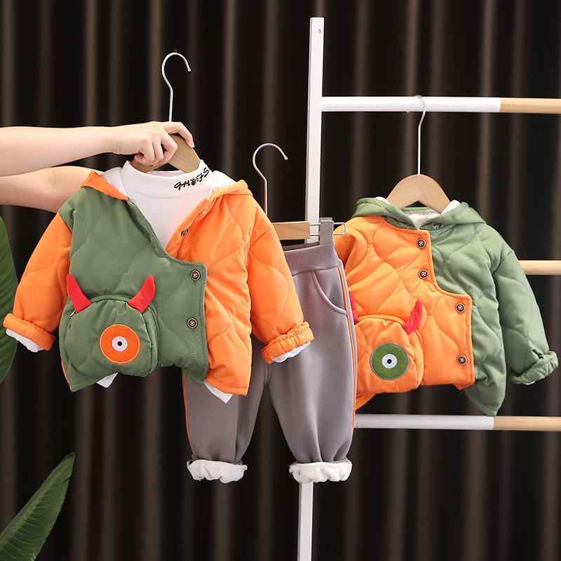 セットアップ 男の子 ベビー キッズ 裏起毛 保温 あったか キルティング 切り替え ジャケット 長袖 ロングパンツ 3点セット 秋冬 キャラクター ポケット付き