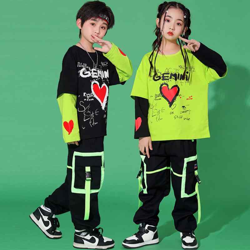 ダンスウェア キッズ 男の子 女の子 子供 ヒップホップ ストリートダンス 発表会 衣装 運動会 クラスウェア 団体服 上下セット セットアップ ゆったり ルーズ 春秋 羊毛素材