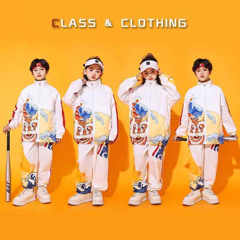 セットアップ キッズ 中国風 チアリーディング ジャケット 衣装 発表会 運動会 小学生 開会式 クラス服..