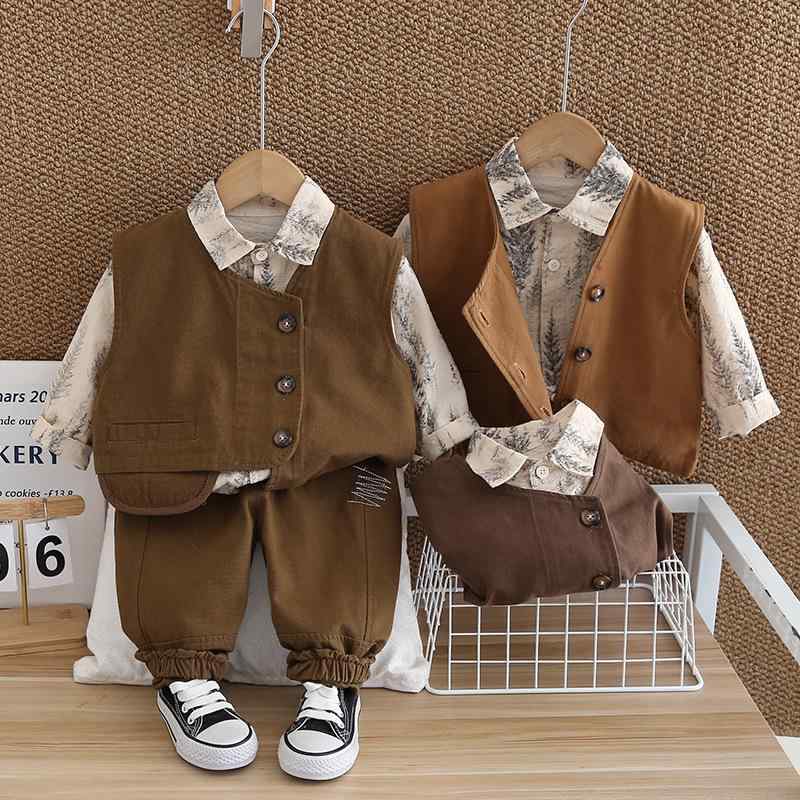 キッズ 男の子 ボーイズ 春秋 セットアップ 上下セット 3点セット 韓国風 おしゃれ...