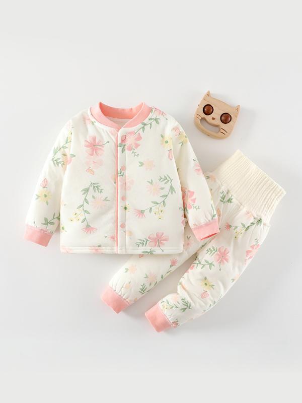 ベビー服 キッズ 男の子 女の子 あったか 保温 厚手 吸湿発熱 秋冬 冬物 中綿入り セットアップ 上下セット セパレート ルームウェア パジャマ 綿 かわいい