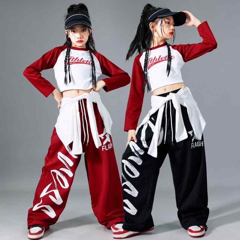 ダンス衣装 キッズ 女の子 ジャズダンス ヒップホップ ストリートダンス 長袖 トップス セットアップ 練習着 レッスン着 発表会 舞台 衣装 ポリエステル 春秋