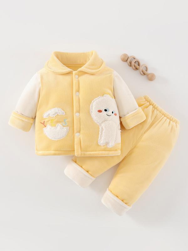 ベビー服 男の子 女の子 男女兼用 裏起毛 中綿入り あったか 保温 防寒 上下セット ベビーフリース キ..