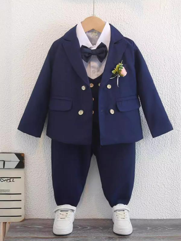 スーツ 男の子 フォーマル セットアップ 無地 アセテート混紡 英国風 ダブルボタン 春夏秋 結婚式 発表会 入園式 卒園式 誕生日 記念撮影 キッズ ジュニア...