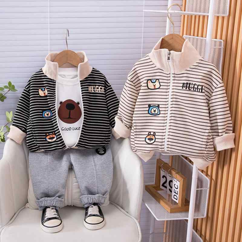 子供服 男の子 ベビー 幼児 長袖 スウェット トレーナー ジップアップ 春秋 ストライプ柄 ソフトタッチ..