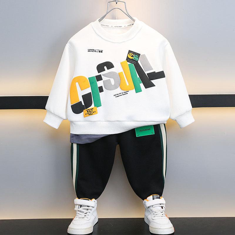 セットアップ キッズ 男の子 長袖 スポーツウェア アルファベット ロゴプリント 上下セット コットン ..