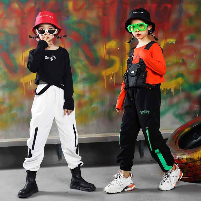 ダンスウェア キッズ 女の子 へそ出し クロップド丈 ストリートダンス ヒップホップ モダンジャズ 発表..