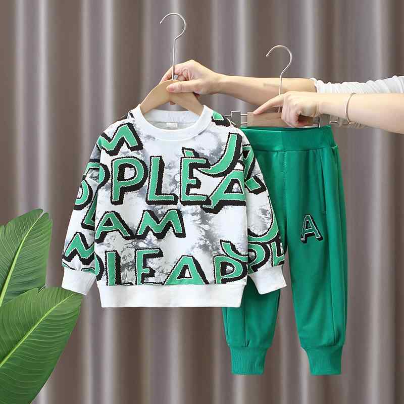 セットアップ キッズ 男の子 春秋 おしゃれ スポーツ ロゴ スウェット トレーナー スウェットパンツ 2点セット 長袖 クルーネック コットン カジュアル 通学 部屋着 着回し