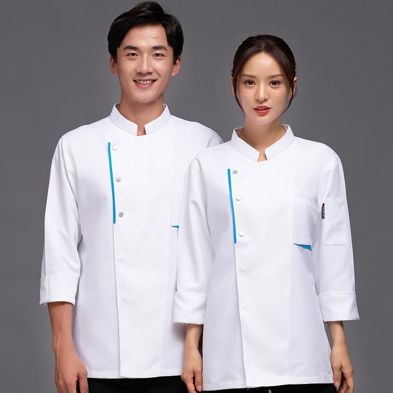 コックコート メンズ 長袖 防寒 シェフ 調理服 ユニフォーム 厨房 キッチン 飲食店 ホテル 食堂 ケーキ店 ベーカリー 綿混 ポリエステル 白 黒 大きいサ...