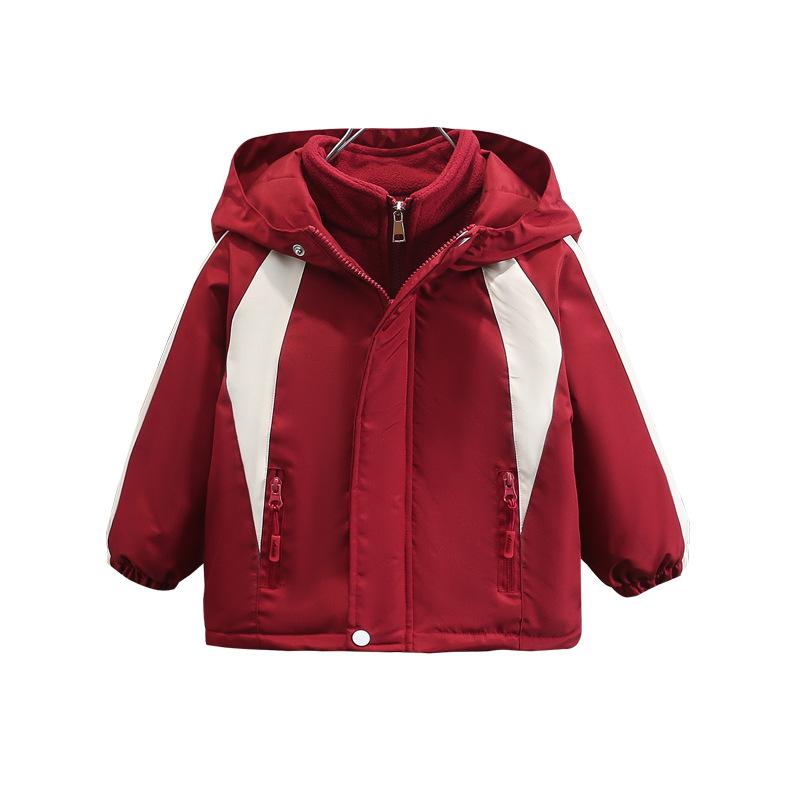 ジャケット キッズ 男の子 防寒 厚手 中綿入り フード付き 3WAY ジップアップ 長袖 ショート丈 マウン..