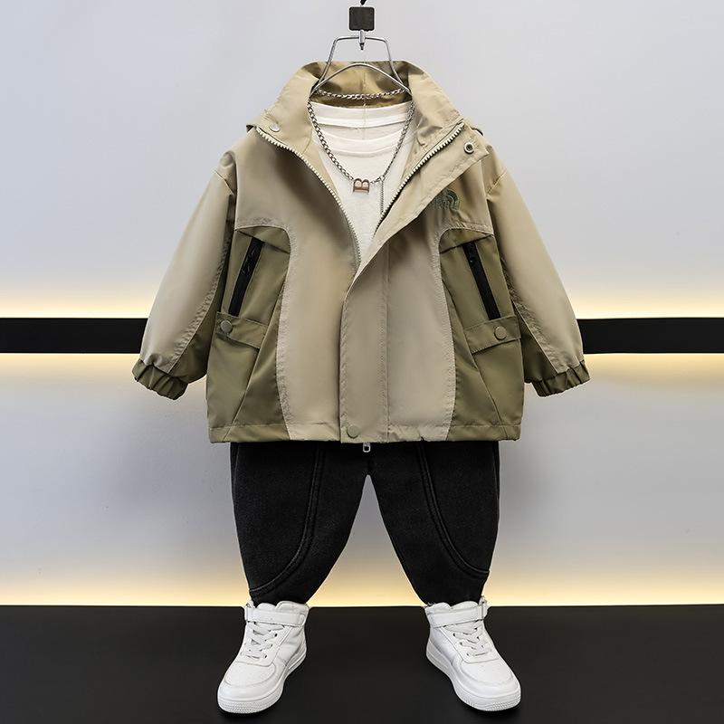 キッズ 男の子 ボーイズ ウインドブレーカー フード付き キャラクタープリント 配色切り替え カジュア..