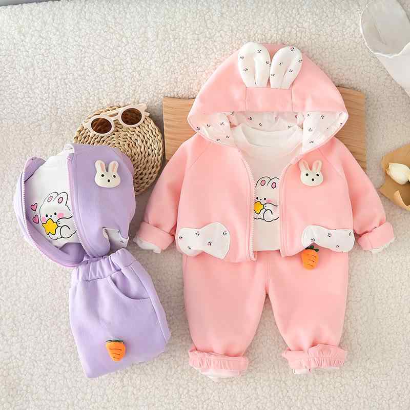 キッズ 女の子 ベビー 1歳 2歳 3歳 4歳 5歳 秋 長袖 フード付き ジップアップ コットン ソフトタッチ ..