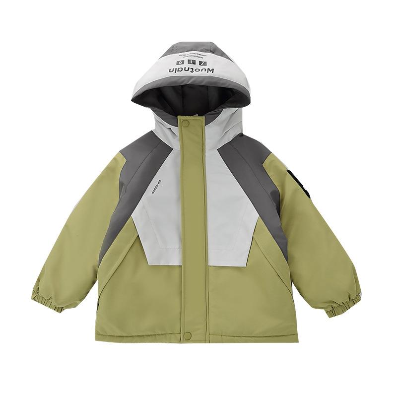 マウンテンパーカー 男の子 キッズ 裏起毛 厚手 防寒 暖かい フード付き 中綿入り 切り替え おしゃれ ..