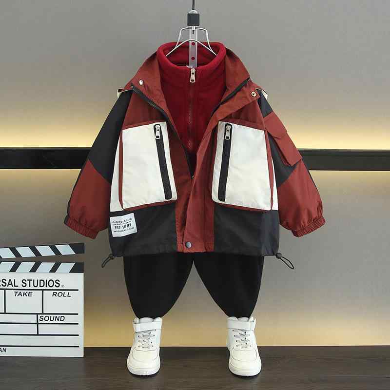 アウター キッズ ボーイズ 秋冬 3WAY マウンテンパーカー フード付き 厚手 防寒 保温 ハイネック ジッ..