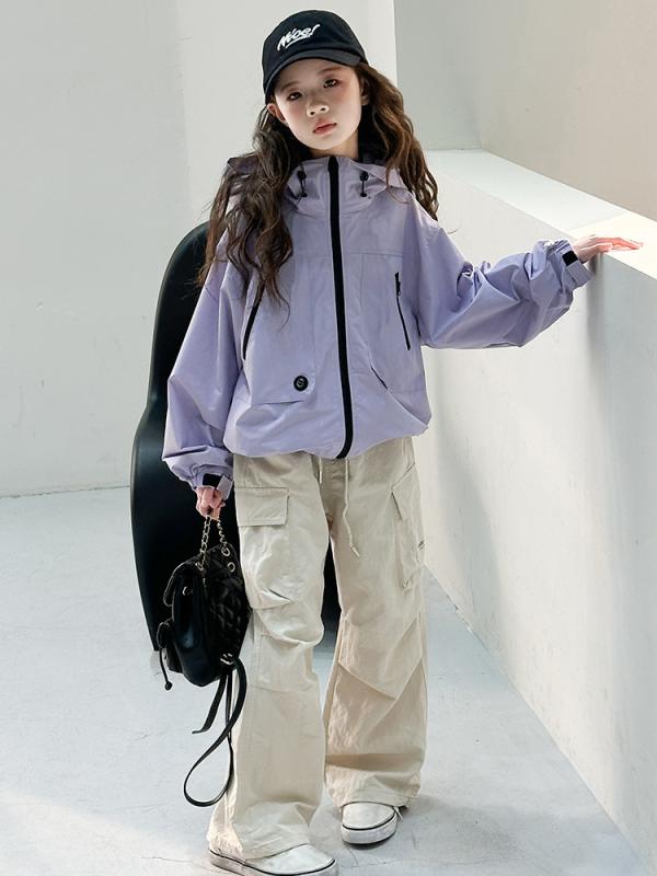 ジャケット 女の子 キッズ ジュニア フード付き パーカー ウィンドブレーカー おしゃれ カジュアル 春..