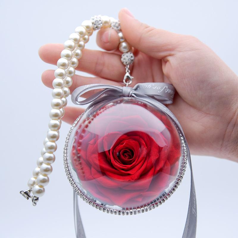 チャーム プリザーブドフラワー ローズ ボール型 おしゃれ バッグ用 キーホルダー 車載 カー用品 ギフ..