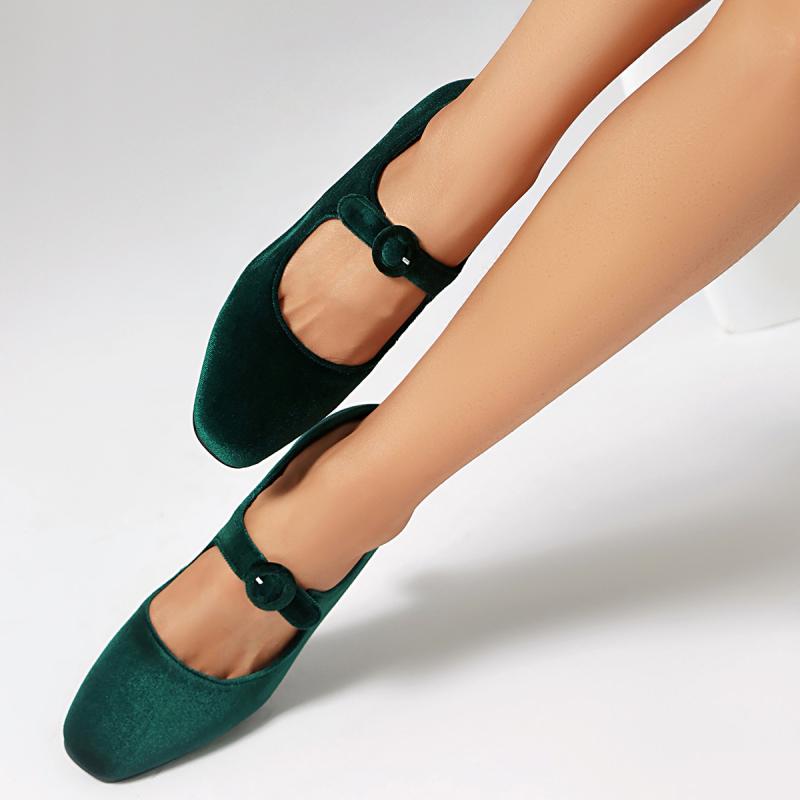 パンプス レディース メリージェーン スクエアトゥ 太ヒール ハイヒール ワンストラップ 浅口 通勤 カジュアル レザー切り替え スエード調 春秋 グリーン ブ...