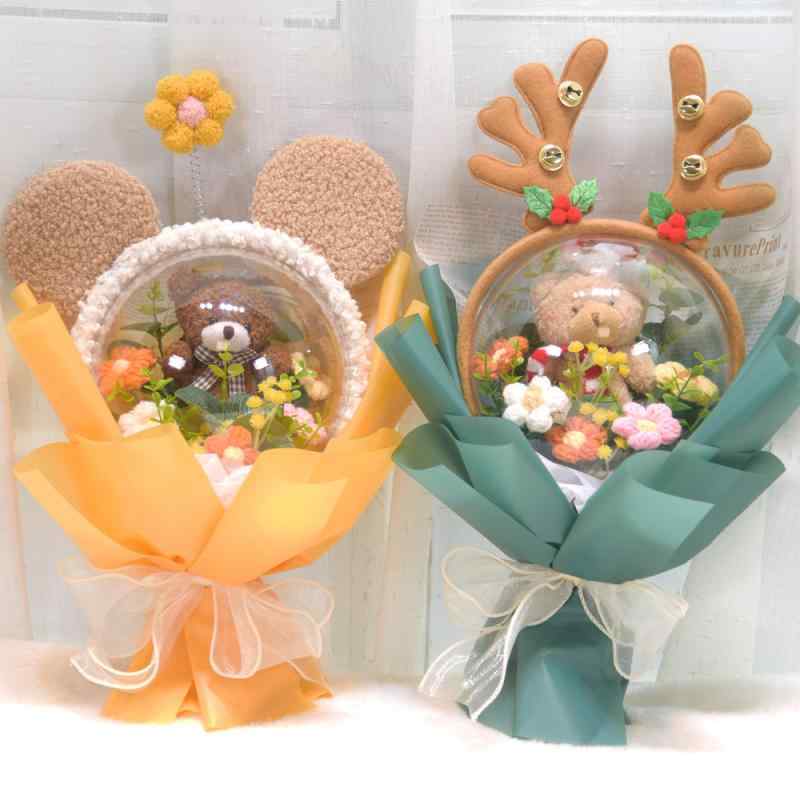 ぬいぐるみ プリザーブドフラワー ニット製 かわいい テディベア レディース 女性 彼女 親友 クリスマ..