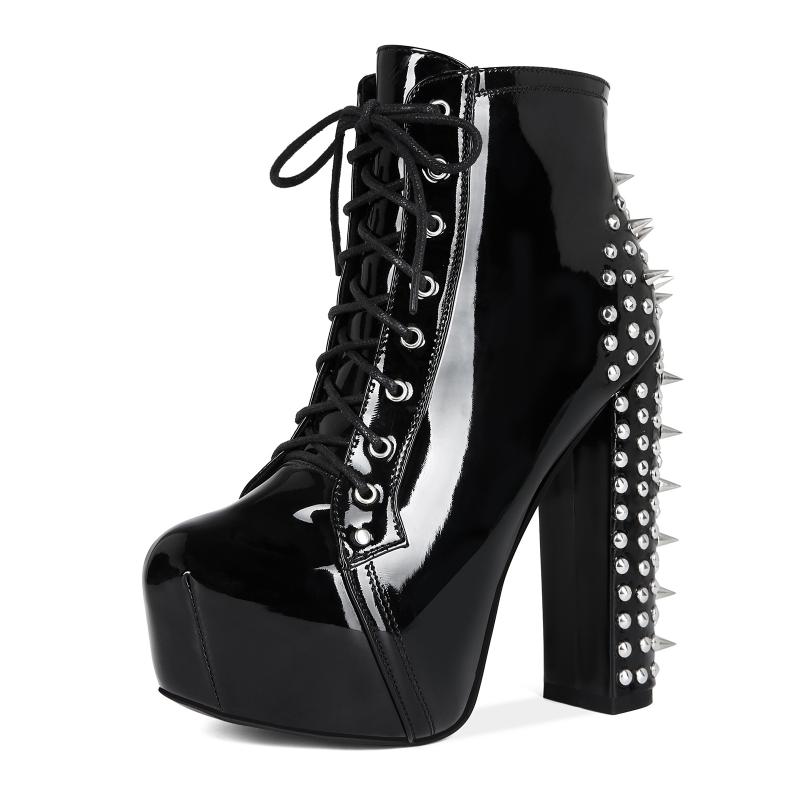 ショートブーツ レディース Y2K ダークゴシック パンク 太ヒール チャンキーヒール 厚底 プラットフォ..