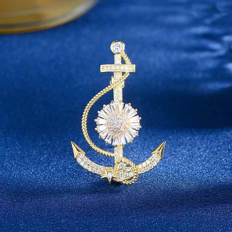 ブローチ メンズ レディース 回転式 アンカー バッジ 高級感 韓国風 おしゃれ スーツ ジャケット シャ..