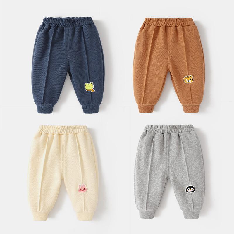 長パンツ ベビー キッズ 男女兼用 綿起毛 股開き 春秋 カジュアル カートゥーン柄 ルームウェア 部屋着..