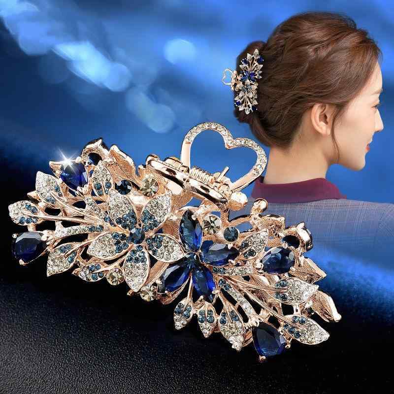 ヘアクリップ レディース 韓国風 上品 エレガント ラインストーン バンスクリップ 大ぶり シンプル フ..