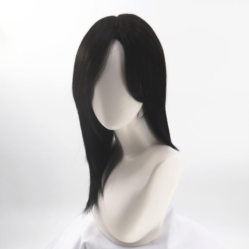 ウィッグ メンズ 男性用 ウルフカット ミディアム コスプレ 侍ヘア センターパート ハーフアップ 耐熱..