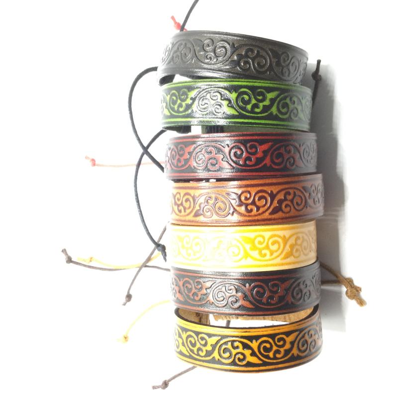 ブレスレット メンズ レディース 男女兼用 ユニセックス DIY レザー レトロ エスニック 編み込み プリ..