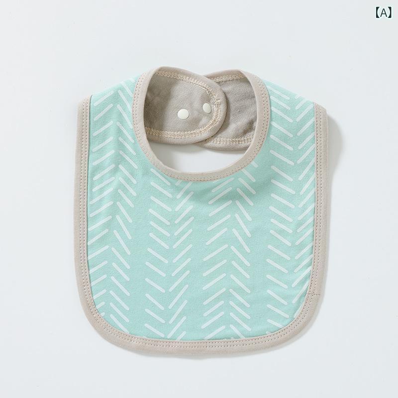 ベビー スタイ 男の子 女の子 男女兼用 新生児 乳児 0歳 1歳 吸水性 吐き戻し防止 二層構造 オーガニックコットン U字型 お食事 よだれかけ 後ろボタン(x2) 2