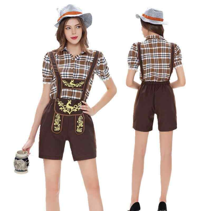 コスプレ 衣装 メンズ レディース オクトーバーフェスト ババリア風 格子柄 オーバーオール インナーシ..