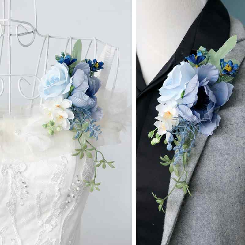 コサージュ 花嫁 介添人 ブライズメイド 新郎 結婚式 披露宴 パーティー 宴会 舞踏会 フォーマルドレス スーツ用 造花 絹製 肩飾り 胸飾り ブローチ ヨーロピアン おしゃれ かわいい(x2)