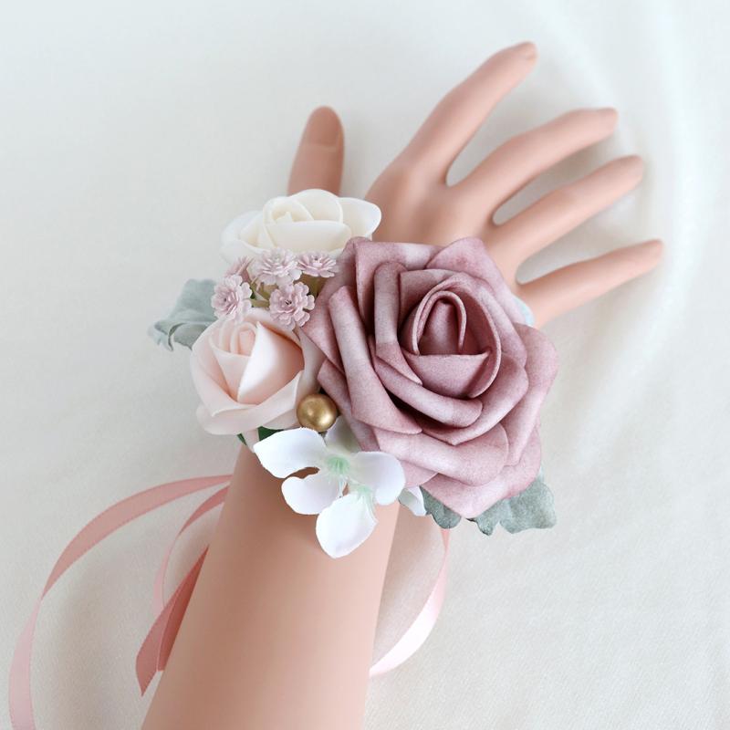 造花 コサージュ リストブーケ レディース 結婚式 ブライダル 披露宴 二次会 誕生日 パーティー イベン..